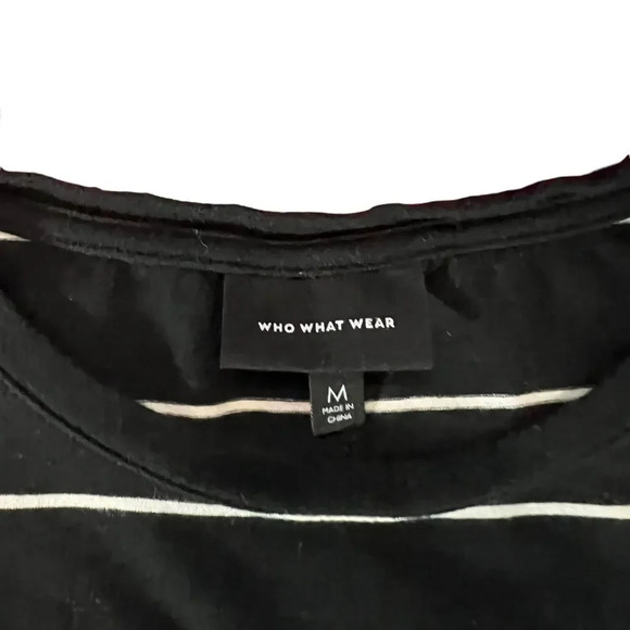 Who What Wear Black and White Striped Elbow Length Tee Size Medium - Picture 3 of 4